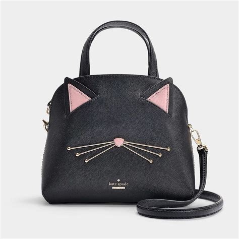 Kate Spade New York Lottie Cats Meow Small Bag In Black Saffiano