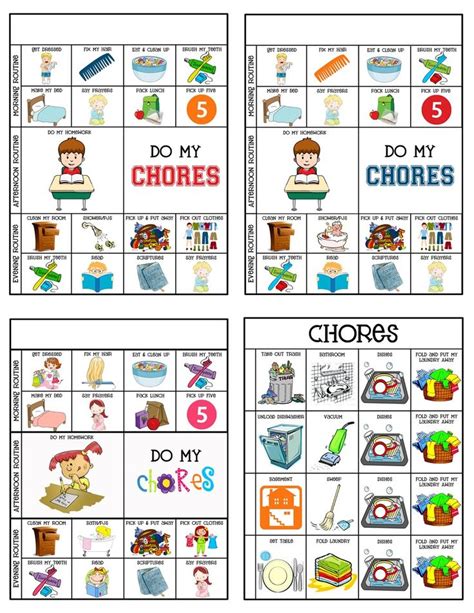 5 Year Old Chore Chart Printable Tableau Tâches Ménagères Enfant Et