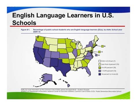 English Language Learners In Us Schools Map Teacher Education