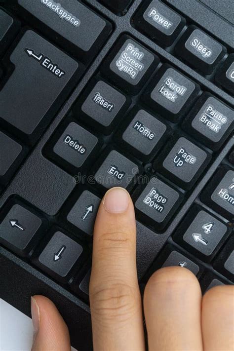 Finger Holding Computer Keyboard Stock Image Image Of Communication
