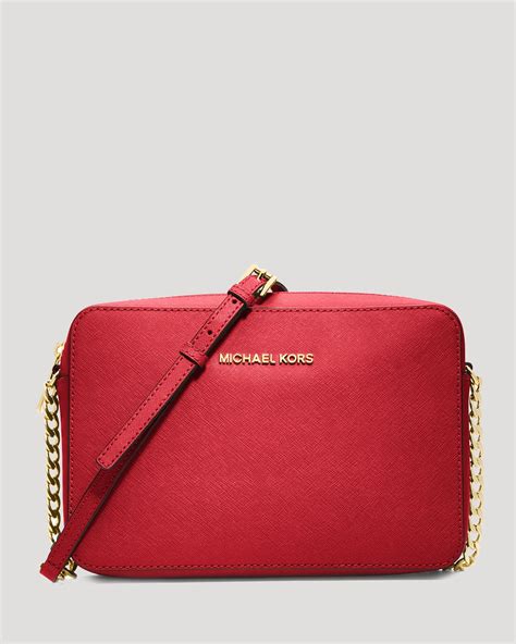 Lyst - Michael Michael Kors Saffiano Leather Dome Crossbody Bag in Red