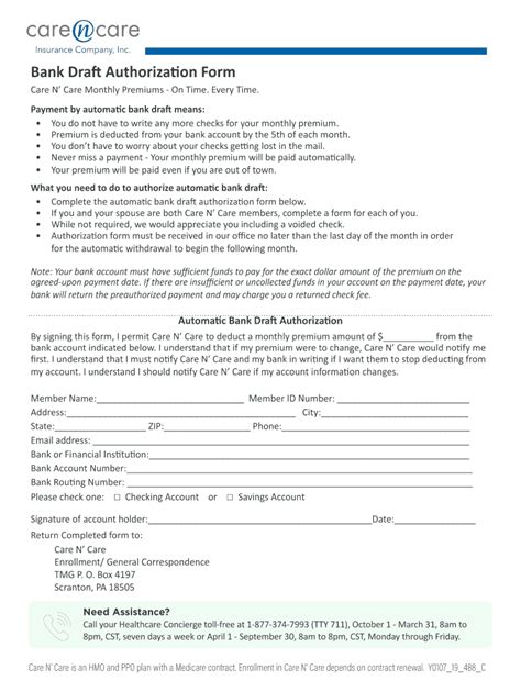 Fillable Online Bank Draft Authorization Form Fax