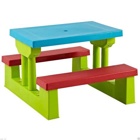 This picnic table is a classic design. Kids Childrens Picnic Bench Table Set Outdoor Furniture | eBay