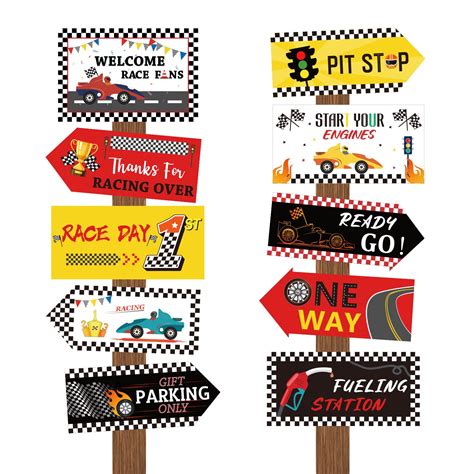 Buy Pratyus Race Car Party Signs Lets Go Racing Directional Signs