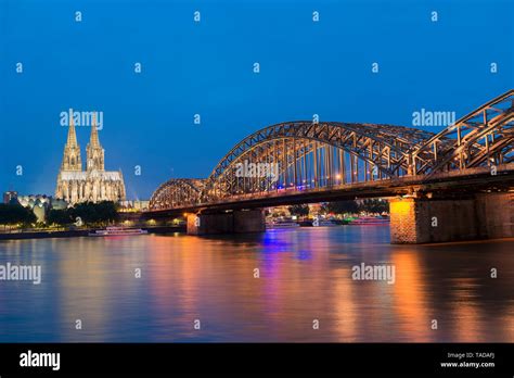 Germany Cologne View To Cologne Cathedral With Hohenzollern Bridge