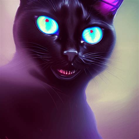 Blue Eyed Vampire Black Cat · Creative Fabrica