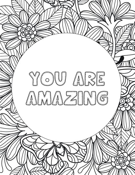 Free Printable Fun Inspirational Quote Coloring Page You Are Amazing