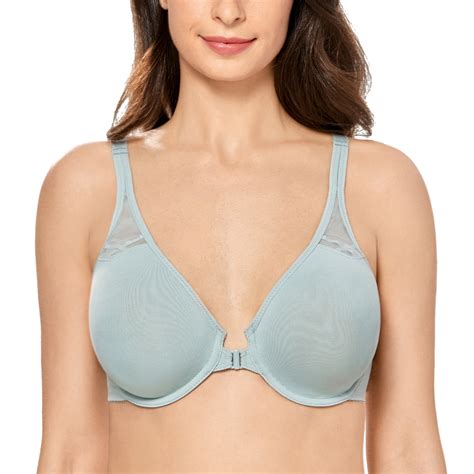Delimira Womens Plus Size Front Closure Bra Unlined Underwired