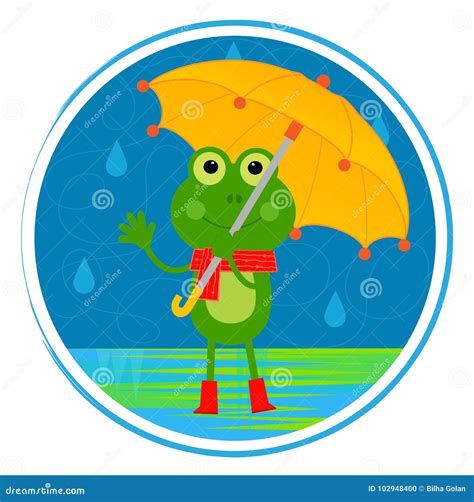 Frog With Umbrella Vector Illustration 102948400