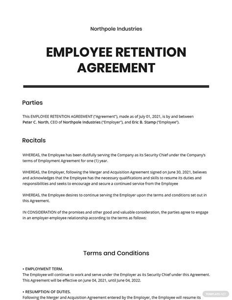 Retention Agreement Template