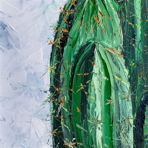 Cactus Oil Painting Impasto Original Artwork Desert Cacti Etsy