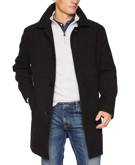 Long Black Wool Coat Mens Single Breasted Charcoal Coat