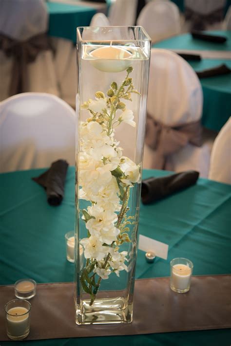 Tall Glass Vase Flowers In Water Wedding Centerpieces Tea Lights Floating Candle White Vase