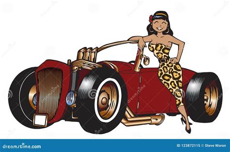 Hot Rod Pinup Retro Girl B Stock Illustration Illustration Of Girl