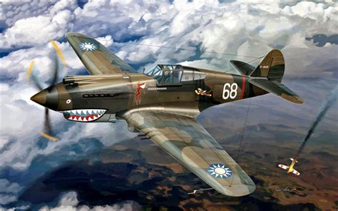 Download Wallpapers Curtiss P 40 Warhawk Tomahawk American Fighter