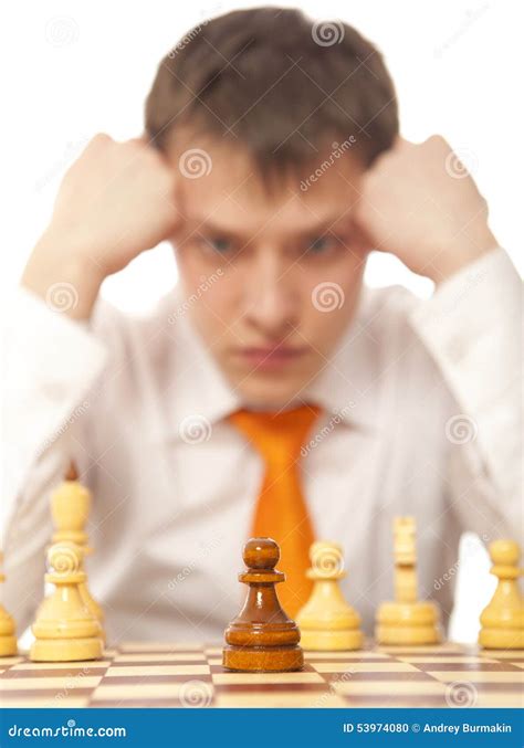 Businessman Playing Chess Stock Photo Image Of Move 53974080
