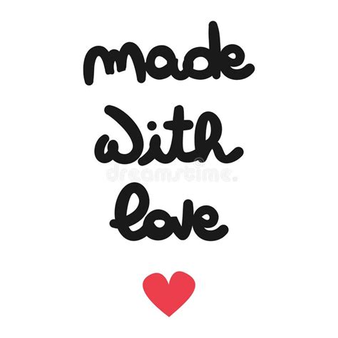 Made With Love Lettering Design Element Into Yellow Heart Shape Stock