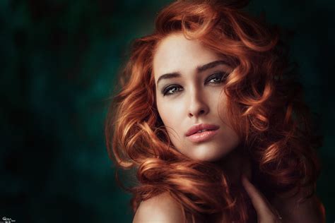 Redhead Model Portrait Green Eyes Georgy Chernyadyev Women Curly Hair Hd Wallpaper Rare