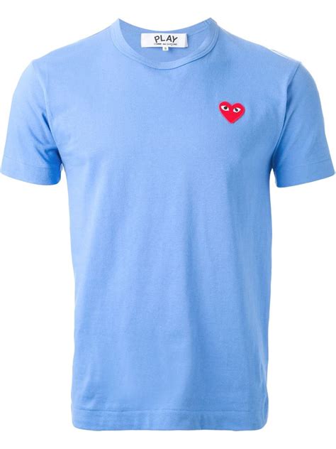 Play Comme Des Garçons Embroidered Heart T Shirt In Blue For Men Lyst