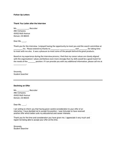 Professional Thank You Letter After Interview Templates At