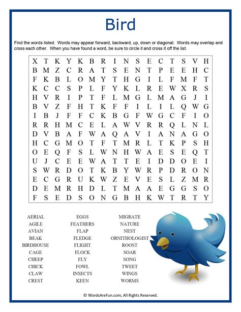Bird Word Search Puzzle Handout Fun Activity In 2021 Teaching