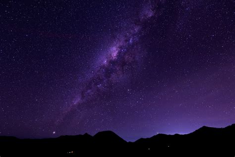 Wallpaper Landscape Night Sky Silhouette Stars Milky Way