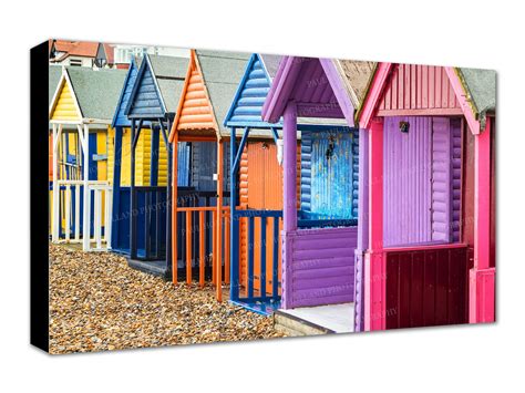 Beach Huts Canvas Wall Art Brightly Coloured Beach Huts Colourful