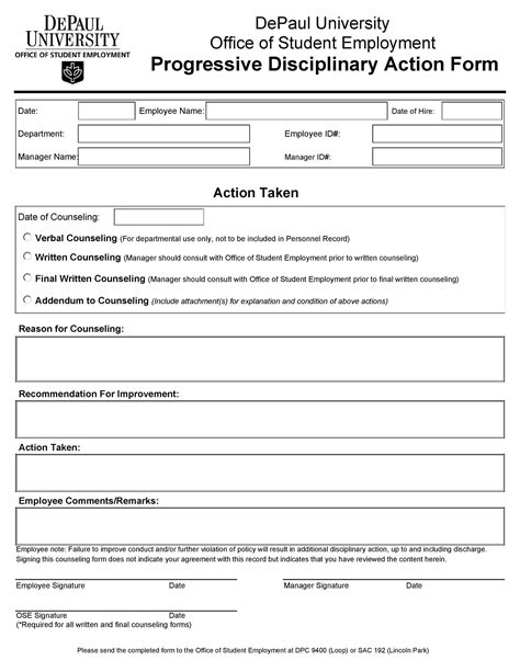Employee Disciplinary Action Forms Template Lab