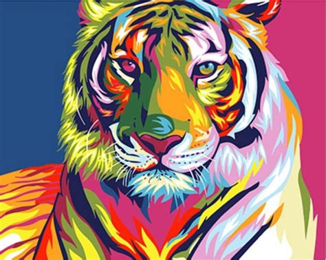 Psychedelic Tiger Limited Print Oilpaintingoncanvas Colorful Oil