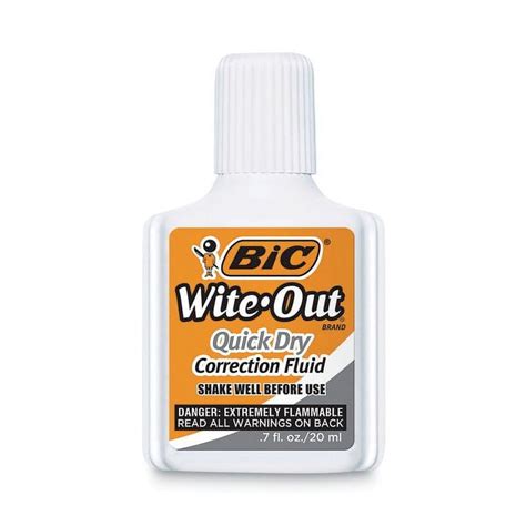 Bic Wite Out Quick Dry Correction Fluid 20 Ml Bottle White 3pack