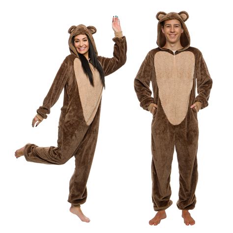 Funziez Womens Onesie Slim Sherpa Bear Costume Teddy Bear Animal