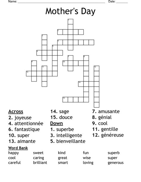 Mothers Day Crossword Wordmint