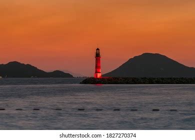 Lighthouse After Sunset Turgutreis Bodrum Turkey Stock Photo