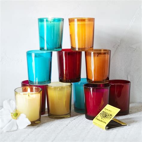 Colored Glass Votive Candles Set Of 12 Williams Sonoma