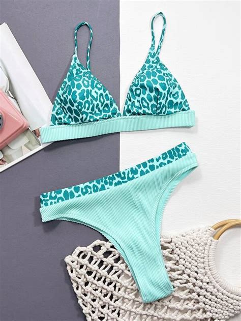 is that the new leopard print ribbed bikini set triangle bra and cheeky bottom 2 piece bathing