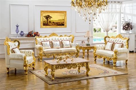 Kb Royal Gold Th Centry Baroque Antique Carved Luxury Classic Living Room Sofa Set Villa
