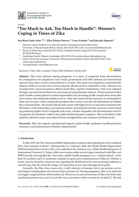 Pdf Too Much To Ask Too Much To Handle Womens Coping In Times Of Zika