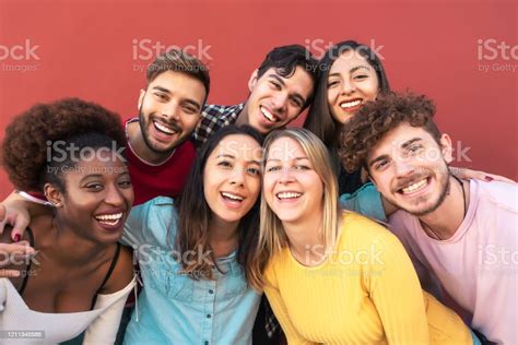 Group Multiracial People Having Fun Outdoor Happy Mixed Race Friends