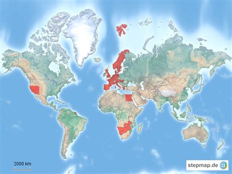 StepMap Reisekarte Relief Landkarte für Welt