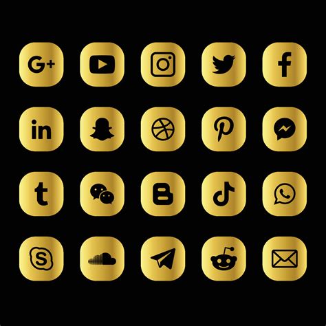 Gold Social Media Icons 5519353 Vector Art At Vecteezy