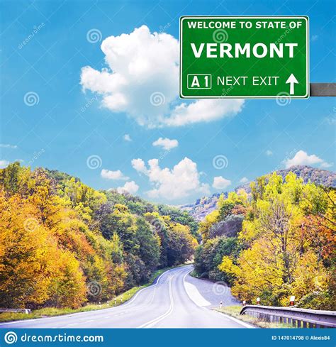 Vermont Road Sign Against Clear Blue Sky Stock Photo Image Of