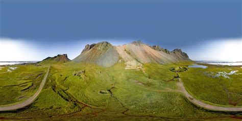 360 Degrees Icelandic Aerial Landscape With A Viking Village In
