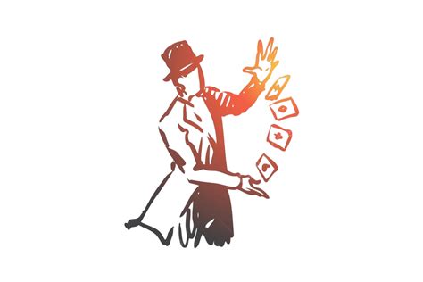 Handdrawn Isolated Vector Depicting A Concept Of A Street Magician