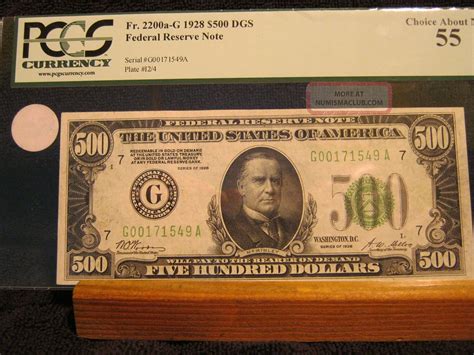 Ac 1928 500 Five Hundred Dollar Bill Chicago Pcgs 55