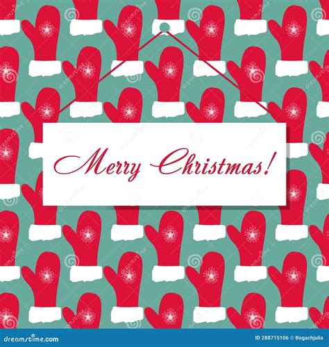 Christmas Template For Postcard Or Banner With Santa Claus Mittens