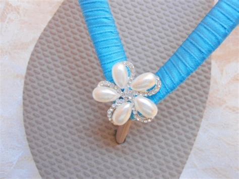 Items Similar To Blue Bridal Flip Flops For Bridesmaids Blue Wedding