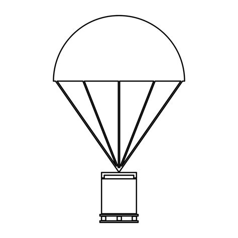 Parachute With Cargo Contour Outline Line Icon Black Color Vector