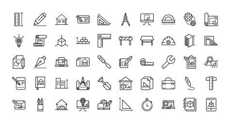 Assorted Architecture And Construction Line Icons 1236209 Vector Art At