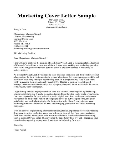 Marketing Cover Letter Sample And Writing Tips Resume Companion