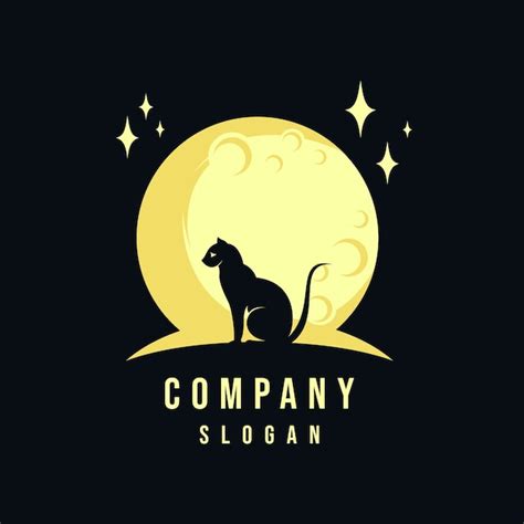 Premium Vector Cat And Moon Logo Design